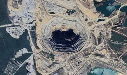 Udachnaya Diamond Mine, Russia: High-Resolution Aerial View of Massive Open-Pit Mining in the Arctic Permafrost