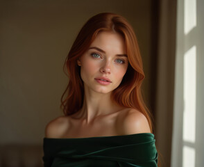 A portrait of a gorgeous woman_looking directly at the camera