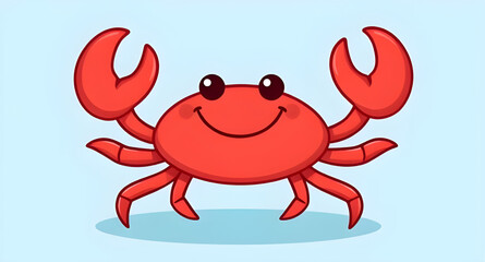 red, crab, cartoon, character, vector, illustration, sea, ocean, marine, crustacean, cute, funny, playful, animal, wildlife, aquatic, beach, seaside, claw, shell, minimal, flat, line, outline, graphic