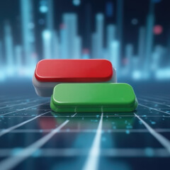 The red “SELL” and green “BUY” buttons in front of the stock chart