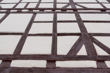 Close-up of A Half-timbered House In Nuremberg, Germany. 