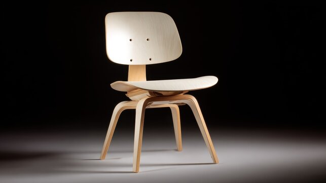 Eames DCW Chair - A 1951 Icon of Modern Furniture Design, Isolated in a White Interior Setting with a Three-Dimensional Perspective