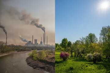 Pollution Nature Contrast Environmental Issues Concept