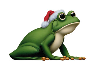 Fototapeta premium PNG Festive frog wearing Santa hat