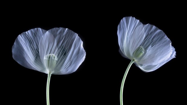 Translucent Poppies Botanical Art Black