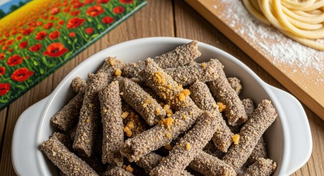 Mohnnudeln in Harvest Hush: Buttery Poppy Seed Noodles Beneath a Field of Blooms