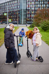 Kids enjoy autumn day in the park
