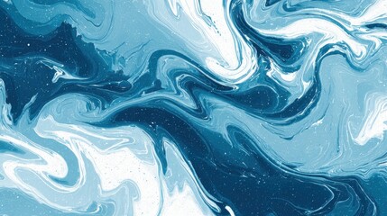 Obraz premium Abstract blue and white marble texture with fluid art for background use