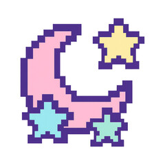 Fototapeta premium PNG Pixelated moon stars illustration