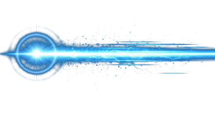 PNG glowing horizontal blue light beam with radiant lens flare and shine. Futuristic energy line flash with shimmer speed and neon highlight clean png