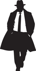 Silhouette of a man in a fedora and trench coat person