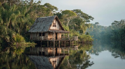 Obraz premium house on the water in the Amazon