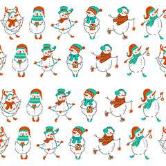 Naklejka premium Cheery Snowmen