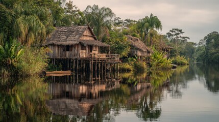 Obraz premium house on the water in the Amazon