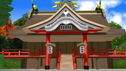 アニメーションの背景に使える『海の見える神社』
アニメーションに合わせて多種多様のアングルを準備しました。