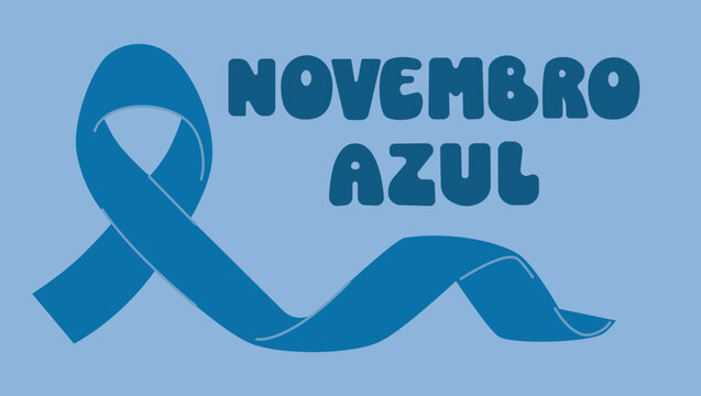 Novembro azul banner illustration banner. Prostate cancer aweareness ribbon vector.
