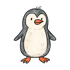 Obraz premium PNG Cute cartoon penguin illustration.