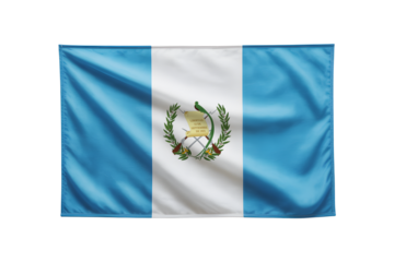 Proudly waving Guatemala flag with national emblem, a symbol of independence, liberty, and Guatemalan patriotism for celebrations