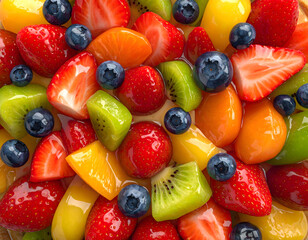 Obraz premium A Full-Screen Top-Down View of a Fruit Tart