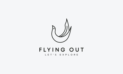 Modern line art vector bird logo design named 'Flying Out'