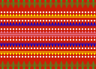 A colorful christmas theme background with geometric shape and pipe tree seamless pattern. Geometric design. Creative textures.