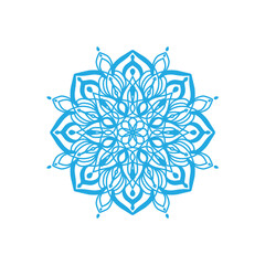 Mandala design in blue. Decorative round ornament. Antique decorative element. Oriental pattern, vector illustration. mandala for Henna, Mehndi, tattoo, decoration.