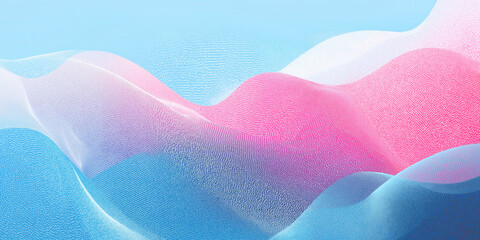 Soft pink and blue gradient abstract wave texture with translucent layered flow
