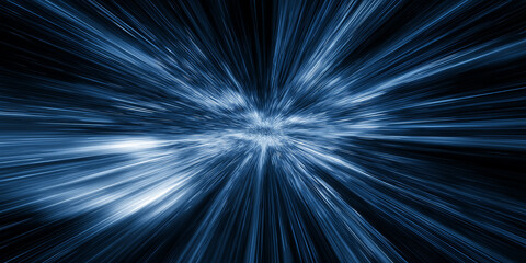 Fototapeta premium Dynamic blue light burst background with glowing streaks and radiant energy in abstract motion 