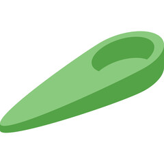 Abstract Green Oval Shape Object with Smooth Curved Edges and a Concave Interior on a White Background