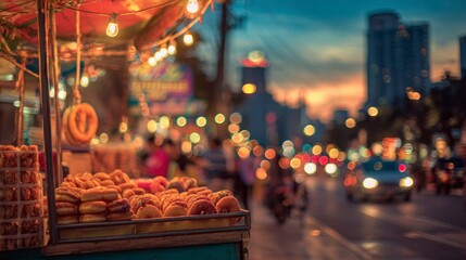 Obraz premium Street food vendor at dusk