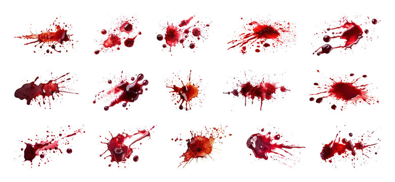 PNG Realistic red blood splatter collection, element set on transparent background