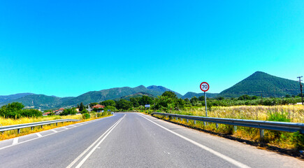 Nationalstraße 82 (Ethniki Odos 82) bei Soulinari in Richtung Kalamata/Peloponnes, Griechenland
