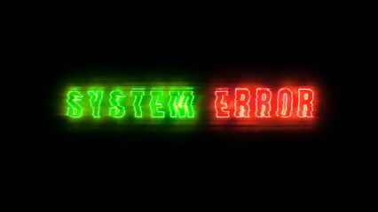 Urgent system error warning in glowing green and red neon lights for attention grabbing tech alerts and digital security concerns