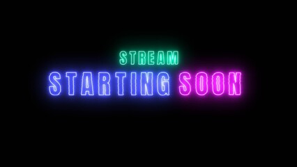 Get ready for vibrant live streaming action with this neon stream starting soon announcement, perfect for gamers and content creators