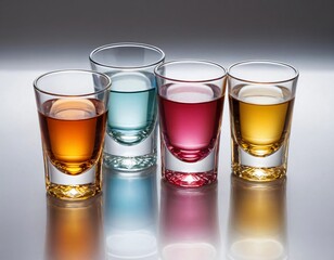 Colorful Shot Glasses on Bar Counter