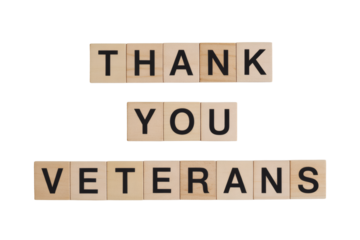 Express heartfelt gratitude to veterans with these classic letter tiles spelling out a powerful message of appreciation and respect