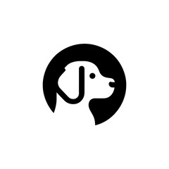 Minimalist Dog Silhouette Inside Circle Emblem Design