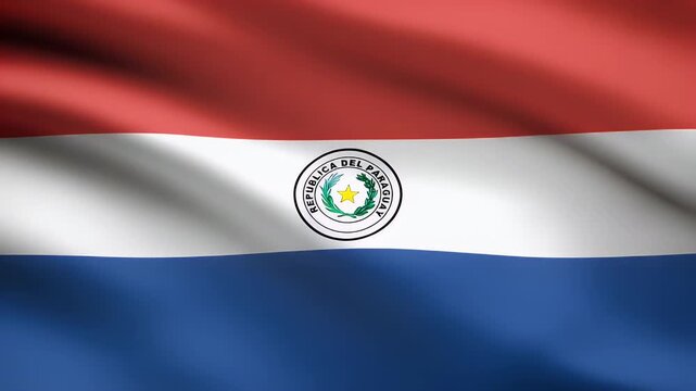 Dynamic waving flag of Paraguay in patriotic celebration video background for national holidays and events, vibrant colors and textures