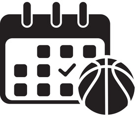Basketball game schedule icon on a calendar