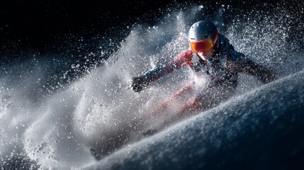 Naklejka premium Athletes performing freestyle skiing on snow. Winter Olympics concept.