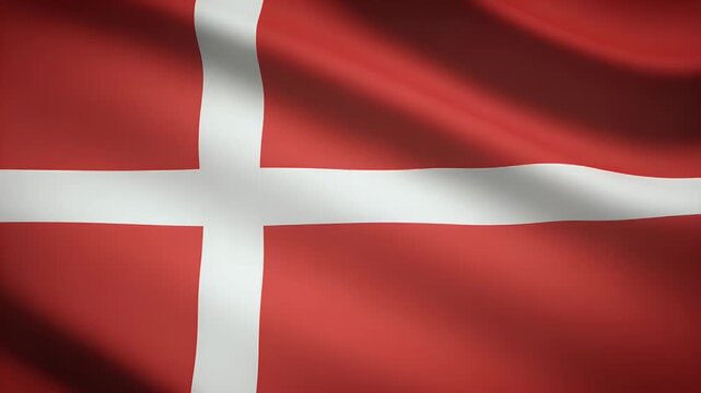 Denmark's flag waving proudly, a symbol of national pride and heritage in motion, ideal for patriotic events and cultural representations
