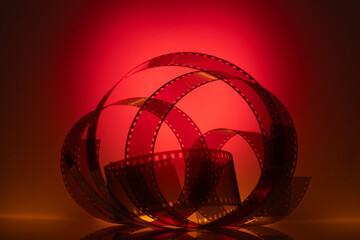 Cinema background with film for announcements, flyers, invitations