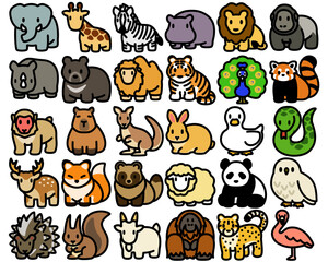 30個の動物のカラーアイコンセット1