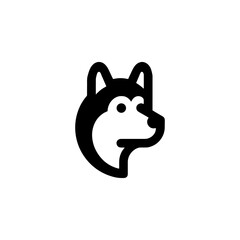 Geometric Husky Head Icon Illustration in Silhouette