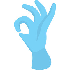 Blue Glove Hand Gesture Showing Okay Sign Against A Transparent Background With Simple Clean Design And Flat Graphics