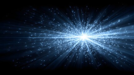 Brilliant light emission radiates outwards from a central bright point against a dark background