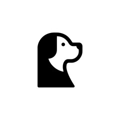 Geometric Dog Head Silhouette in Black and White