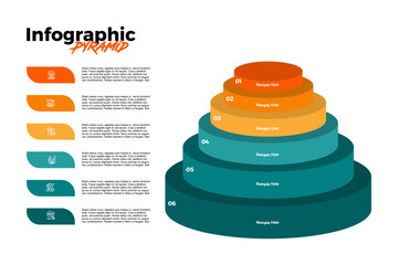Simple modern pyramid-shaped infographic for corporate business reports, with information layout and vector icons. Vector illustration eps