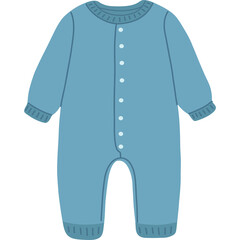 Naklejka premium Blue Long Sleeve Baby Onesie Pajamas With White Buttons For Sleepwear And Clothing Isolated On White Background