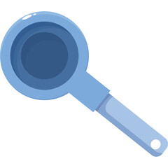 Blue Measuring Spoon With Handle and Transparent Background Isolated Simple Kitchen Utensil For Cooking And Baking